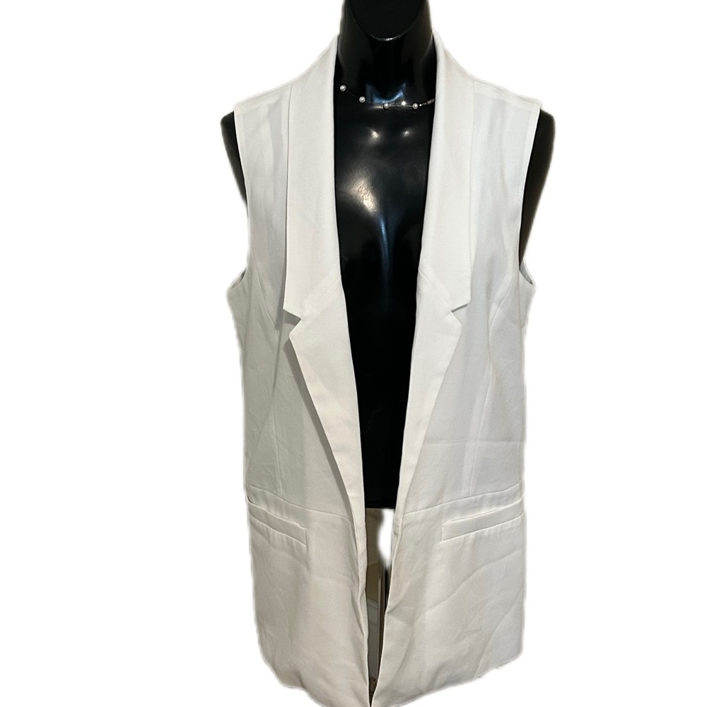White Sleeveless Blazer Vest